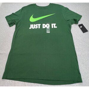 Nike Mens Green "Just Do It" Logo T-Shirt Size Large Cotton Blend New With Tags